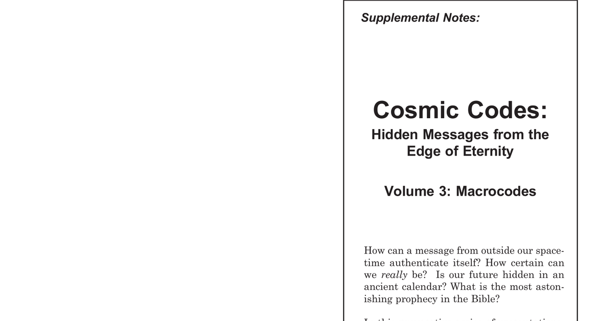 Cosmic Codes Notes 03
